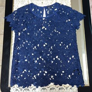 Dolce Vita dark blue short-sleeved lace blouse